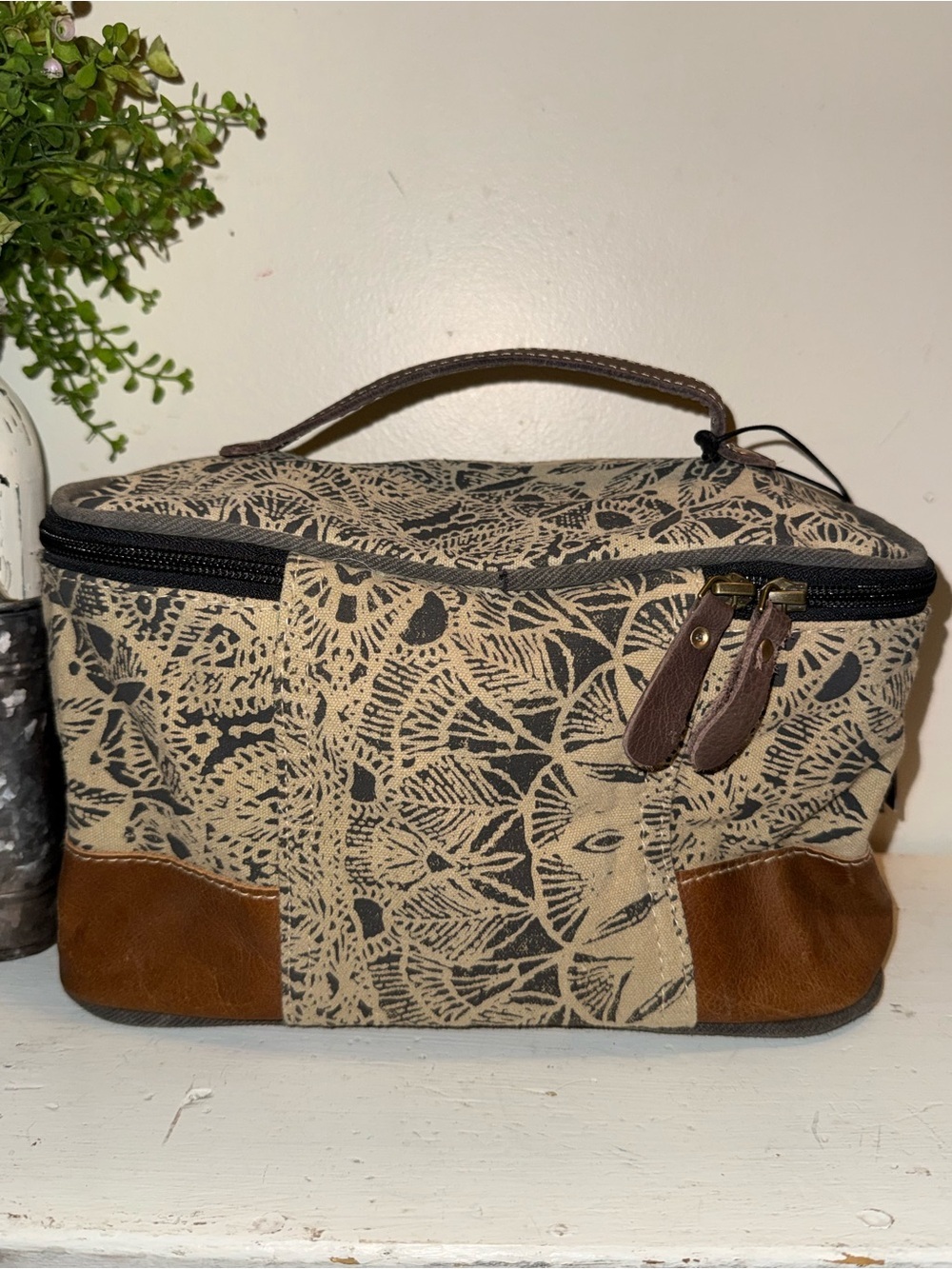 Myra Bag Toiletry Case in Tan & Brown with Black Print NWT - Picture 3 of 7